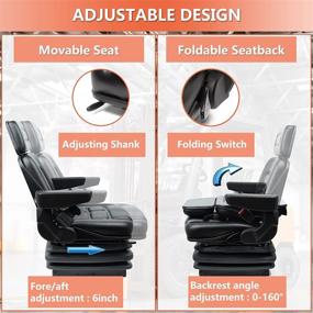 img 2 attached to 🪑 TICSEA Universal Forklift Seat with Adjustable Back Angle, Armrest, Safety Belt, for Linde Forklift, Tractor, Excavator, Skid Loader, Backhoe, Dozer, Telehandler