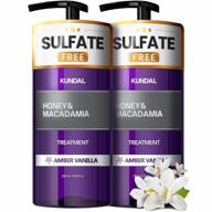 premium honey & macadamia keratin protein conditioner with sulfate-free formula - amber vanilla (2 x 16.9oz bottles) by kundal logo