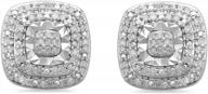 серьги-гвоздики jewelili с бриллиантами 1/4 cttw из стерлингового серебра. выберите форму сердца, подушечку или круглую форму, а также черные, синие или белые бриллианты. логотип