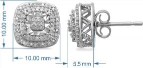 img 2 attached to Серьги-гвоздики Jewelili с бриллиантами 1/4 CTTW из стерлингового серебра. Выберите форму сердца, подушечку или круглую форму, а также черные, синие или белые бриллианты.