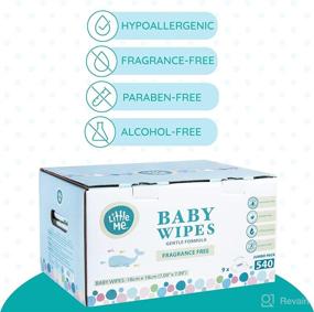 img 1 attached to All Natural Baby Wipes by Little Me | Gentle Formula, Extra Soft, Fragrance Free | Hypoallergenic, Alcohol & Paraben Free | Ideal for Sensitive Skin | Jumbo Box with 9 Flip Top Packs of 60 Wipes, totaling 540 Count