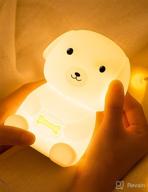 🐶 puppy wang led puppy night light for kids - soft silicone night light, cute nursery room decor, portable & rechargeable, auto timer, adjustable brightness, multi-color lamp логотип