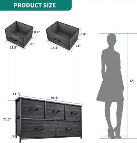 img 2 attached to Fabric Storage Tower Dresser With 5 Drawers - YITAHOME Organizer Unit For Bedroom, Living Room, Closets & Nursery - Sturdy Steel Frame, Charcoal Black Wood Grain Wooden Top