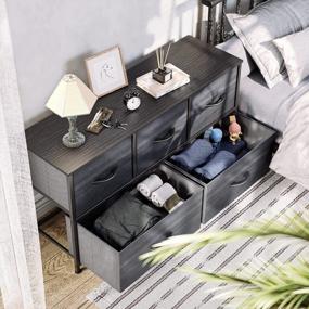 img 1 attached to Fabric Storage Tower Dresser With 5 Drawers - YITAHOME Organizer Unit For Bedroom, Living Room, Closets & Nursery - Sturdy Steel Frame, Charcoal Black Wood Grain Wooden Top