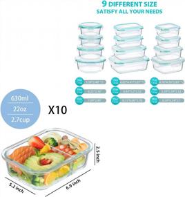img 3 attached to 24 Pieces 10 Packs 2 Compartment Glass Food Storage Containers W/ Lids - Airtight, BPA-Free & Leak Proof