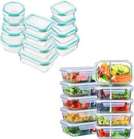 img 4 attached to 24 Pieces 10 Packs 2 Compartment Glass Food Storage Containers W/ Lids - Airtight, BPA-Free & Leak Proof