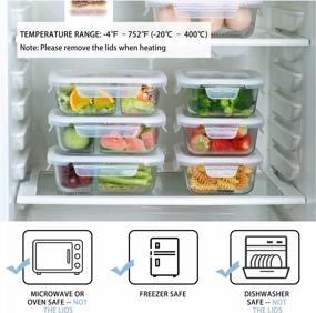 img 1 attached to 24 Pieces 10 Packs 2 Compartment Glass Food Storage Containers W/ Lids - Airtight, BPA-Free & Leak Proof