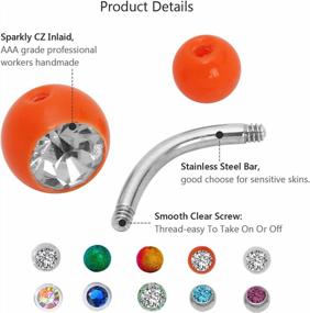 img 1 attached to CrazyPiercing 14G Multicolored Belly Button Rings For Women Acrylic CZ Screw Navel Bars Body Piercing Jewelry 10Pack