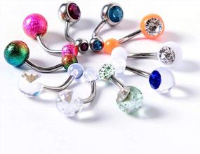 img 3 attached to CrazyPiercing 14G Multicolored Belly Button Rings For Women Acrylic CZ Screw Navel Bars Body Piercing Jewelry 10Pack