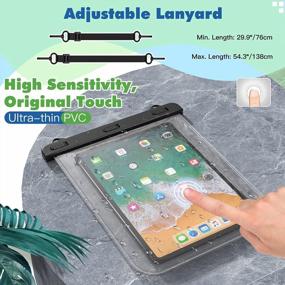 img 2 attached to Универсальный водонепроницаемый чехол для планшета - подводная сухая сумка с ремешком для IPad 10.2", iPad Air 10.5", Galaxy Tab E, Tab S3, Fire HD 8, Fire 7 - Clear By HeySplash