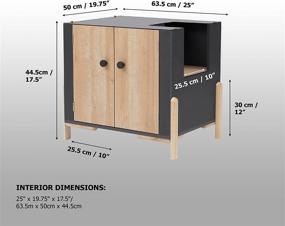 img 1 attached to 🐱 Teamson Pets Ryder Elevated Wooden Cat Litter Box Enclosure with Translucent Desktop, Large Size, in Dim Grey