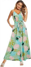 img 2 attached to OUGES Women'S Summer Floral Maxi Dress - Deep V Neck, Adjustable Spaghetti Strap Beach Dress