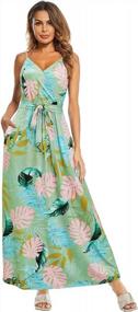 img 3 attached to OUGES Women'S Summer Floral Maxi Dress - Deep V Neck, Adjustable Spaghetti Strap Beach Dress