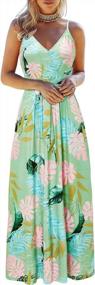 img 4 attached to OUGES Women'S Summer Floral Maxi Dress - Deep V Neck, Adjustable Spaghetti Strap Beach Dress