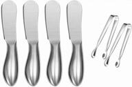 🍴 6-piece stainless steel spreader knife set: cheese and butter knives with serving tongs – multipurpose butter knives logo