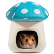 cozy blue mushroom small pet bed for dutch pigs, hamsters, hedgehogs, rats, chinchillas, and guinea pigs by hollypet logo