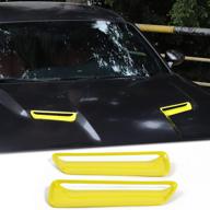 jecar 2pcs car hood vent air flow intake side scoop hood cover trim for dodge challenger 2015-2020 (yellow) logo