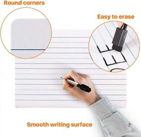 img 2 attached to Classroom Dry Erase Board Set - 4-Pack Double-Sided Whiteboards In Small Size With Lined And Plain Surfaces, Ideal For Teachers And Students - White With Marker Pens