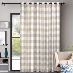 img 4 attached to Extra Wide Blackout Room Divider Curtain For Bedroom Patio Door Sliding Glass Door Curtains Buffalo Check Plaid Privacy Thermal Closet Grommet 108W X 96L Inch Taupe 1 Panel - DriftAway