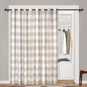 img 2 attached to Extra Wide Blackout Room Divider Curtain For Bedroom Patio Door Sliding Glass Door Curtains Buffalo Check Plaid Privacy Thermal Closet Grommet 108W X 96L Inch Taupe 1 Panel - DriftAway