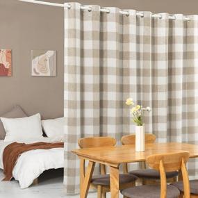 img 3 attached to Extra Wide Blackout Room Divider Curtain For Bedroom Patio Door Sliding Glass Door Curtains Buffalo Check Plaid Privacy Thermal Closet Grommet 108W X 96L Inch Taupe 1 Panel - DriftAway