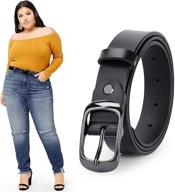 stylish werforu leather polished buckle 1 👩 black women's belt - top-quality accessory for chic outfits logo