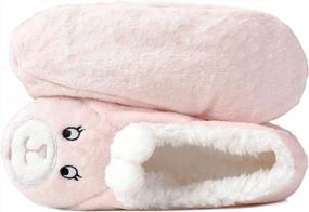 img 2 attached to Adorable Non-Skid Knit Animal Home Slippers Socks For Women And Girls - Warm And Cozy