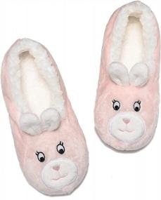 img 3 attached to Adorable Non-Skid Knit Animal Home Slippers Socks For Women And Girls - Warm And Cozy
