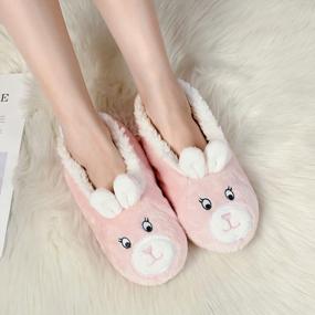 img 1 attached to Adorable Non-Skid Knit Animal Home Slippers Socks For Women And Girls - Warm And Cozy