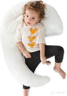 🌙 chocchick curve long body pillow for kids: moon shape soft child hug sleep pillow, 100% cotton washable breathable toddler crib pillows (34''x28'') - ideal pillow for kids over 2 years old logo