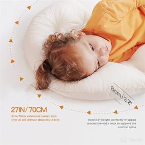 img 2 attached to 🌙 Chocchick Curve Long Body Pillow for Kids: Moon Shape Soft Child Hug Sleep Pillow, 100% Cotton Washable Breathable Toddler Crib Pillows (34''x28'') - Ideal Pillow for Kids Over 2 Years Old