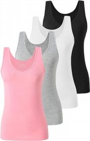 img 4 attached to Women'S 4 Pack V Neck Tank Tops: Lightweight, Stretchy & Stylish - S-XXL