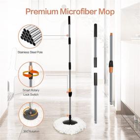 img 2 attached to 🧼 Deluxe 360 Spinning Mop Set - Separable Stainless Steel 2 Tank System with Wringer - Includes 8 Microfiber Replacement Head Refills and 52" Extended Handle