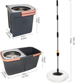 img 3 attached to 🧼 Deluxe 360 Spinning Mop Set - Separable Stainless Steel 2 Tank System with Wringer - Includes 8 Microfiber Replacement Head Refills and 52" Extended Handle