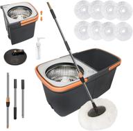 🧼 deluxe 360 spinning mop set - separable stainless steel 2 tank system with wringer - includes 8 microfiber replacement head refills and 52" extended handle logo