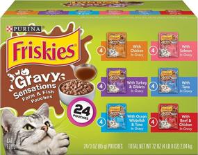 img 4 attached to 🥣 Purina Friskies Gravy Sensations Farm and Fish Wet Cat Food Variety Pack - (24) 3 oz. Pouches