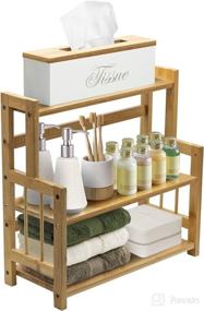 img 1 attached to Bamboo Kitchen Countertop Organizer: 3-Tier Storage Rack for Spice, Soap, Skin care, Makeup Display Stand, Bathroom Shelves, Vanity, Office