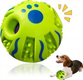 img 4 attached to Interactive Dog Ball Toy - Squeaky Wobble Giggle Grind Teeth Training For Puppy & Medium Dogs | ESALINK Wave Spike-Small