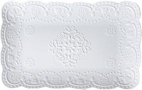 img 3 attached to Jusalpha® Белая прямоугольная тарелка с тисненым кружевом - 1 штука (10 дюймов, белая)