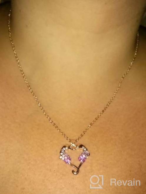 img 1 attached to 🦄 Exquisite Girl's Seahorse 18K Rose Gold Heart Pendant: Pink & White Crystals in Shell Box, 18" Chain - With Inspirational Bookmark! review by Mike Rogers