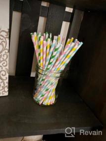 img 6 attached to DuraHome Biodegradable Gold Paper Straws Pack Of 200, 8.25" Long Lasting Straws With 4 Beautiful Patterns For Party Decorations, Wedding, Bridal Shower, Anniversary, And Everyday Use