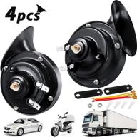 🚛 black 12v waterproof electric snail horns for truck and car - loud train horn with high and low tones, includes brackets and screws for motorcycle логотип