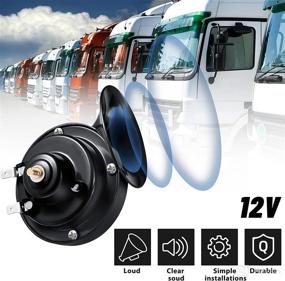 img 1 attached to 🚛 Black 12V Waterproof Electric Snail Horns for Truck and Car - Loud Train Horn with High and Low Tones, Includes Brackets and Screws for Motorcycle