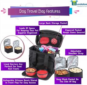 img 3 attached to 🐾 Bundaloo Dog Travel Bag Accessories Organizer - 5-Piece Set with Shoulder Strap, 2 Food Containers, 2 Collapsible Bowls. Essentials for Everyday Dog Travel!