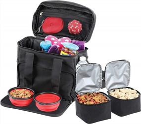 img 4 attached to 🐾 Bundaloo Dog Travel Bag Accessories Organizer - 5-Piece Set with Shoulder Strap, 2 Food Containers, 2 Collapsible Bowls. Essentials for Everyday Dog Travel!