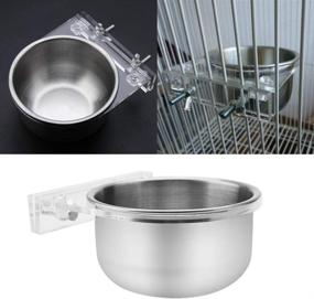 img 1 attached to 🐦 Bird Cage Accessories - Stainless Steel Hanging Bowl Feeder Water Seed Dish with Screw Attachment for Macaw, African Greys, Parakeet, Cockatoo, Cockatiel, Conure, Lovebird