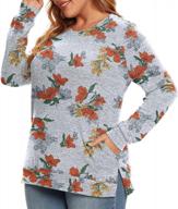 women's plus size long sleeve tops, oversized baggy tunic shirts with pockets, sweatshirts for women logo