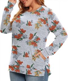 img 4 attached to Women'S Plus Size Long Sleeve Tops, Oversized Baggy Tunic Shirts With Pockets, Sweatshirts For Women