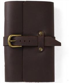img 2 attached to Кожаный дневник Ancicraft A6, многоразовая папка с 6 кольцами и пряжкой, темно-коричневая, крафт-бумага с подкладкой