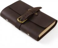 ancicraft a6 leather journal diary notebook refillable 6-ring binder with buckle, dark brown, lined craft paper logo